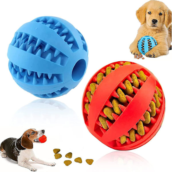 Widream 2 st Dog Chew Ball Gummi rena tänder, Interactive Dental Care Toy Ball, För tandrengöring, lek, Qi-träning (5cm)
