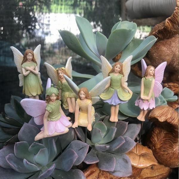 Blomsterfe figurhartsins dekorationspluggset trädgård krukväxter miniatyrlandskap dekorationer