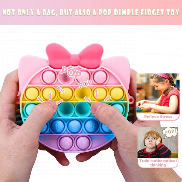 2 i 1 Push Bubble Pop It Fingertip Toy Cat Pop it Bag katt