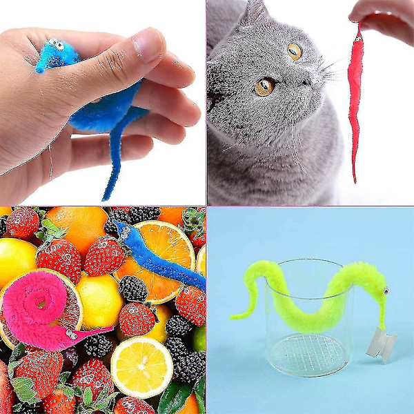 Mask på snöre, 12 st Wiggly Magic Worms Twisty Fuzzy Worm Leksaker Mask på snöre Bulk För Barn Katt, Slumpmässig Färg-1