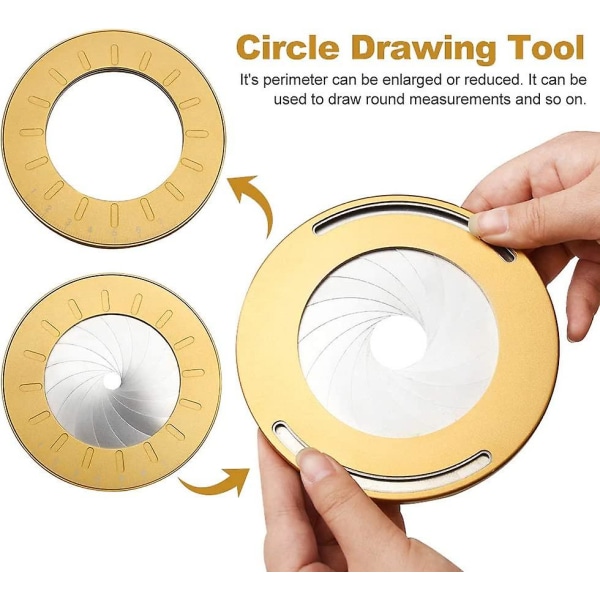 Cirkelritverktyg i stål kompass 360 graders ritverktyg för mätning av linjal