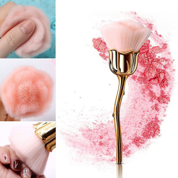 Nail Damting Brush Pink Rose Brush Nagelrengöringsborste Lös Powder Blush Brush