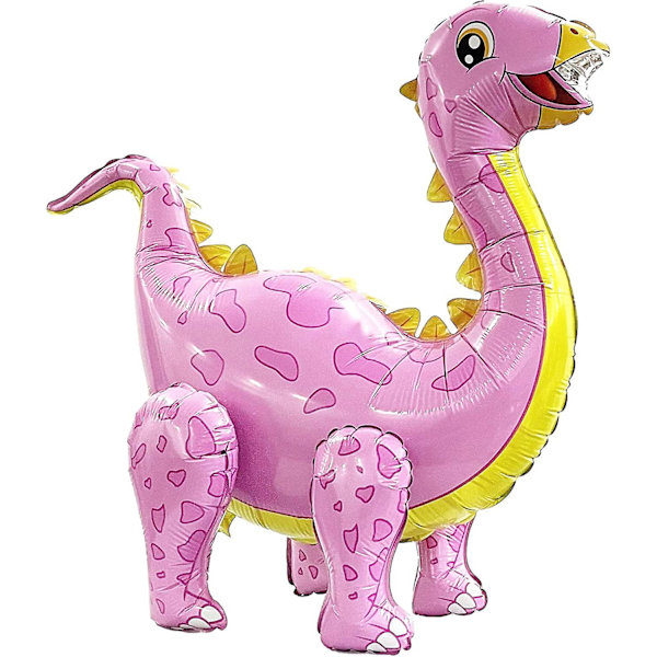 Rosa gigantisk dinosaur Tanystropheus ballong for bursdagsfestdekorasjoner, søt selvstående Dino aluminiumsfolie ballonger, oppblåsbare dyreballonger