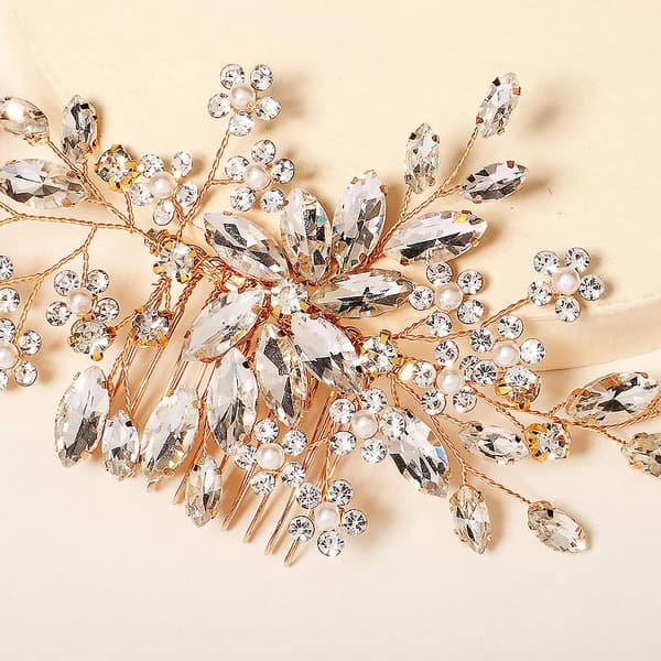 Brudhårskam med silverpärlor och strass för kvinnor och flickor