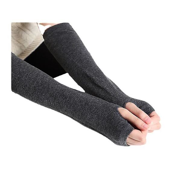 Vinter Dam Mode Arm Varm Fingerless Långa Handskar Halv Tumhål Vante