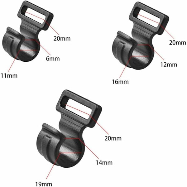 10 stk. teltkroge camping campingvogn markise clips plast indvendige clips til klatring fiskeri sort 16x20x12mm