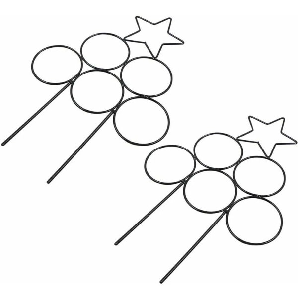 Klätterväxt Metallram Inomhus Växtstativ Växtstativ Smidesjärn Klätterkrukhållare Blomsterstativ 2st (Rund Pentagram, Svart)
