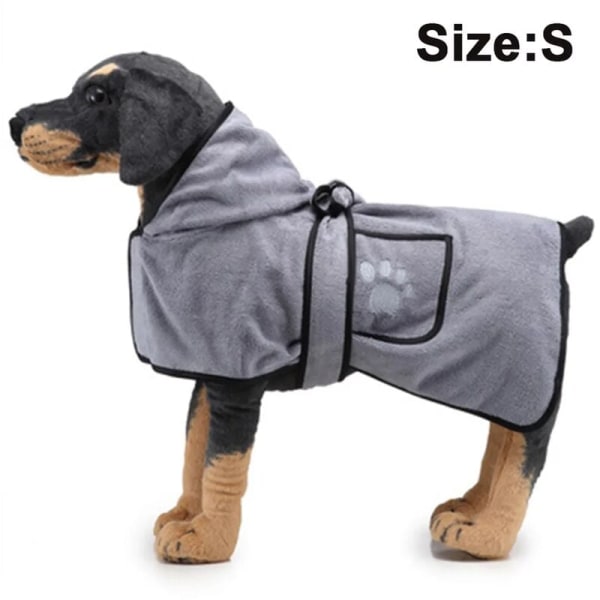 Dog bathrobe made of microfiber + paw towel - absorbent dog bathrobe for drying after bathing, swimming or walking in the rain (S)