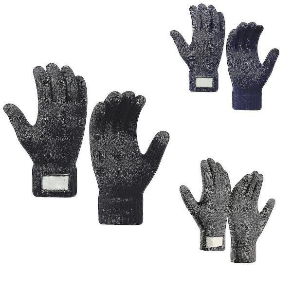 Lilyrose 3 par Vinterhandskar med pekskärm för kvinnor Varma fleecefodrade stickade handskar Elastisk manschett Vintertexthandskar（stil 1）