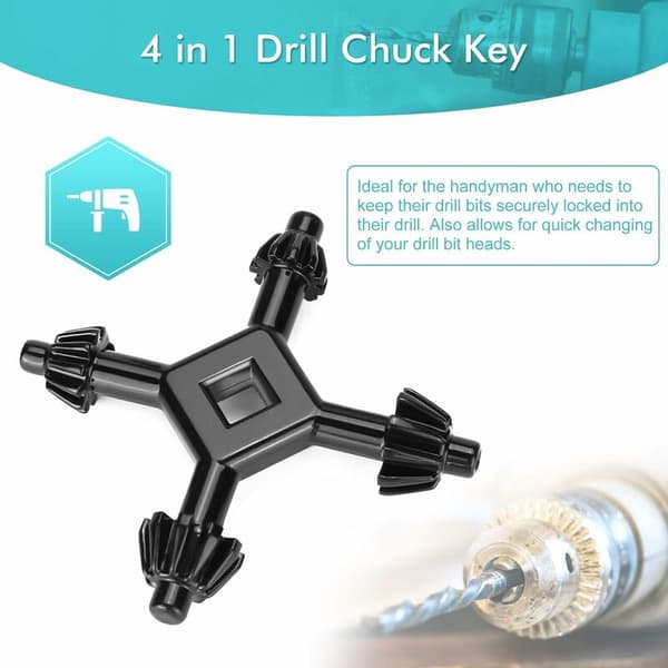 Universal Chuck Wrench, 4 in 1 Multi-Function Chuck Wrench for Electric Drill, T-Audace