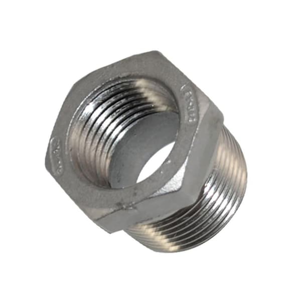 1 stk. 304 rustfrit stål reduktionsmuffe, han 3/4'' til hun 1/2'' Npt rørfitting
