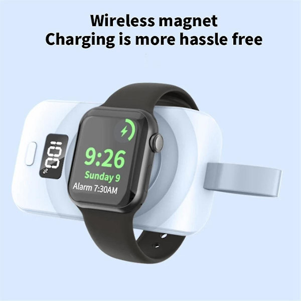 Bärbar trådlös laddare Powerbank för Watch 8 7 6 5 4 3 Se Ultra Magnetisk laddningsstation Svart