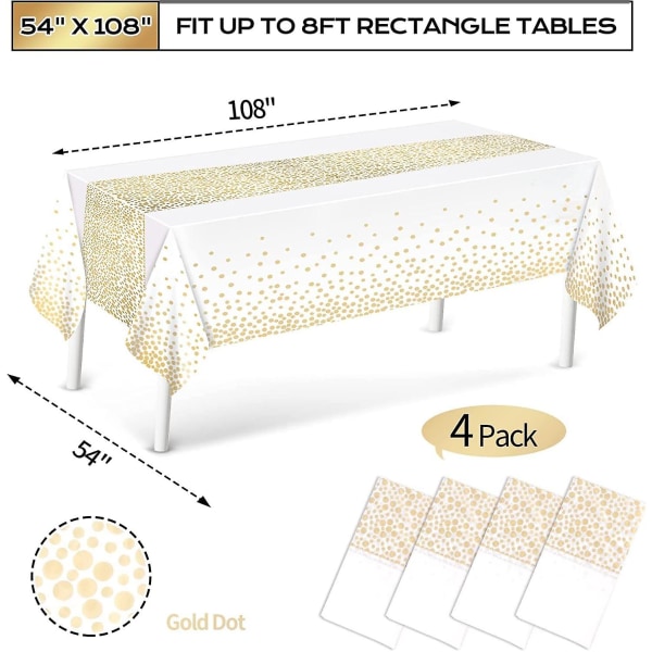 Bordsduk [4-pack] Vattentät födelsedagsbordsduk, rektangulär bordsduk 137 X 274 cm