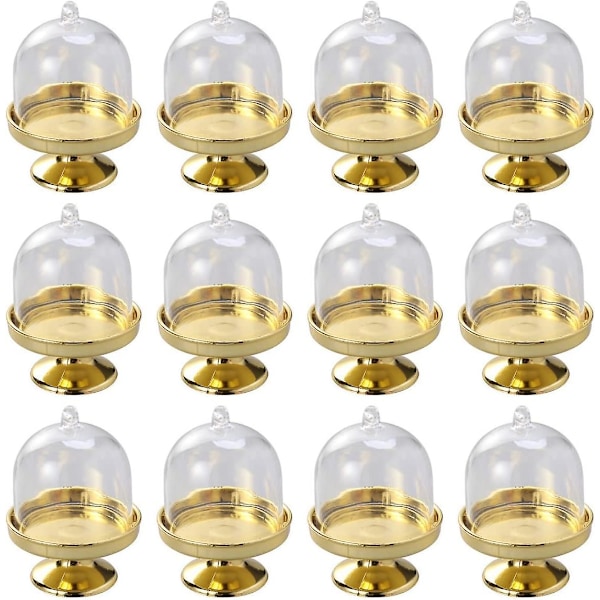 12 stycken mini godisbox, transparent plast macaron presentask med kupolformad lock transparent