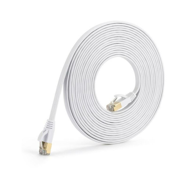 Fosto Cat7 Ethernet-kabel 30m Kategori 7 Platt RJ45 Hög hastighet 10 Gbps LAN Internet För Xbox, PS4, Modem, Router, Switch, PC, TV Box 8m Vit?