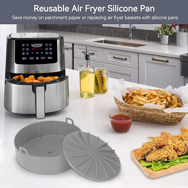 Ersättning av pappersfoder, silikonformar Air Fryer-tillbehör, inget mer hårt rengöring 7,5x2,2 tum grå