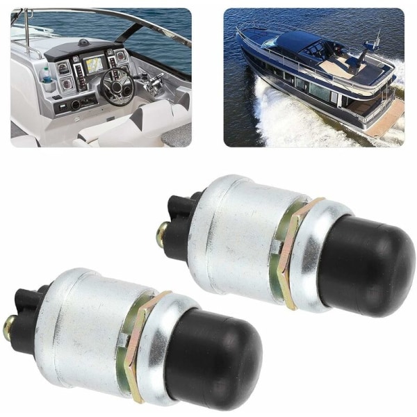 Tryckknappsswitch 2 st Horn Motorstart Switch SPST Tryckknapp Start Switch Vattentät Tryckknapp Start Switch 50A 12V för Bil Båt