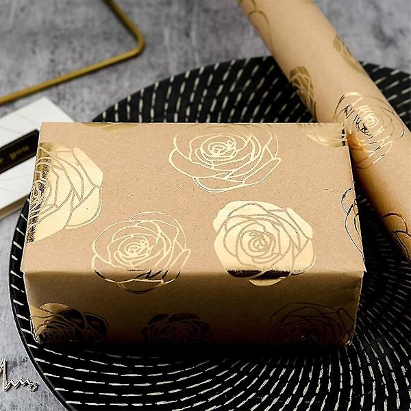 Kraft omslagspapper Roll Folie Guld Rose Design omslagspapper för bröllop