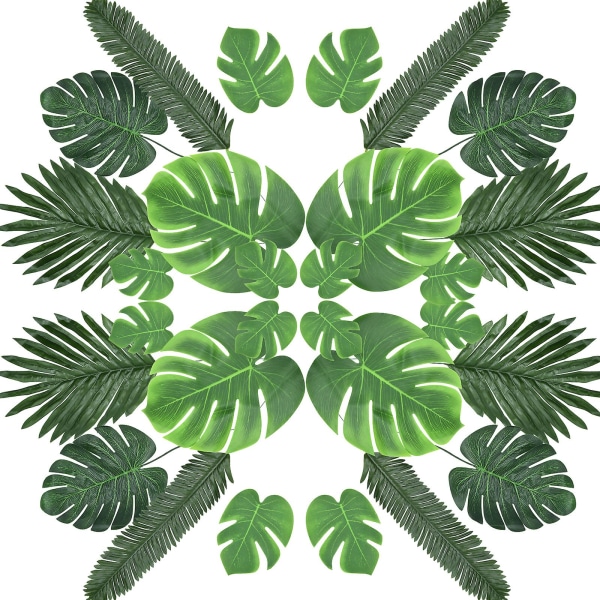 60st tropiska löv konstgjorda palmblad, Hawaiian Jungle Beach temafestdekorationer, sommarfestprydnad