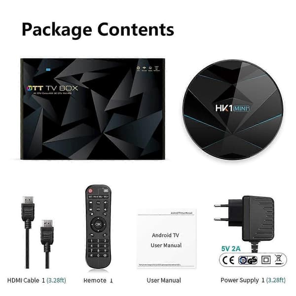 HK1MINI+ Android 9.0 RK3318 Quad Core Bluetooth-kompatibel TV-box WiFi mediaspelare 2+16GB