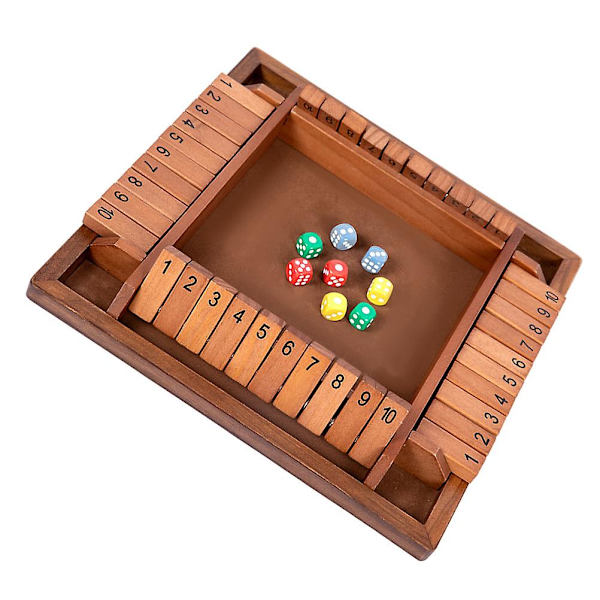Skrivbordsleksaker Stäng lådan Tärningsspel Trä Nummer Spel Tärning Party Skrivbordsspel Stäng lådan Spel