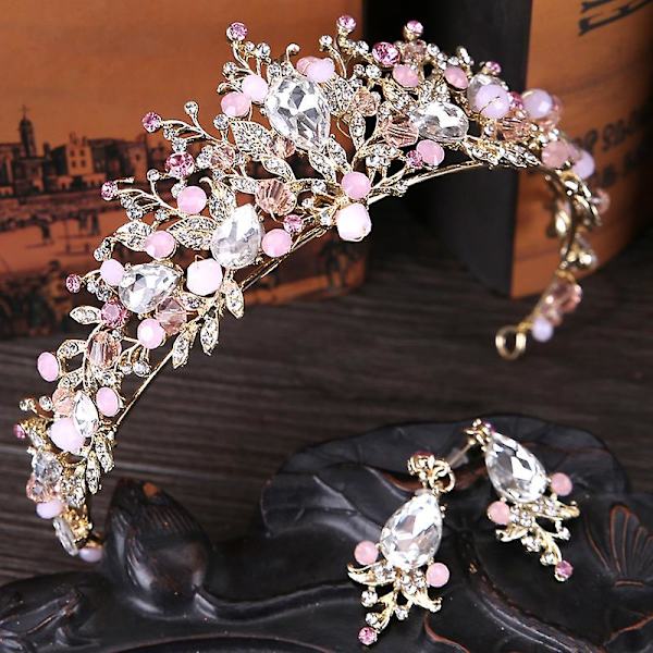 Princess Pink Crown, Sweet Crystal Princess Crown Tiara För flickor För Födelsedagsfest Firande Holiday Kostym