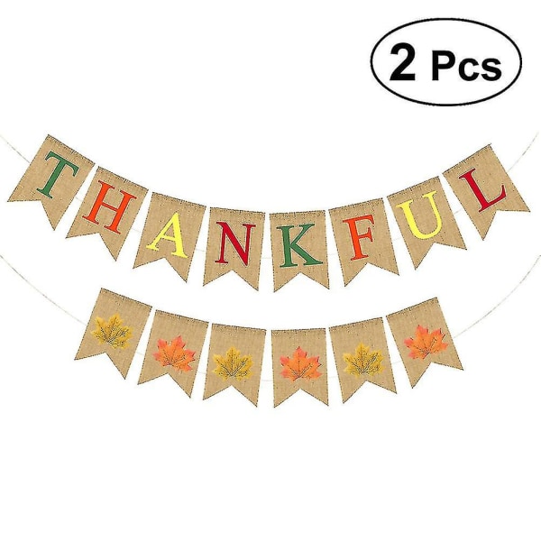 2st Thanksgiving Flaggor Bunting Garland Thankful Maples Flaggor Banner Party Dekorationer