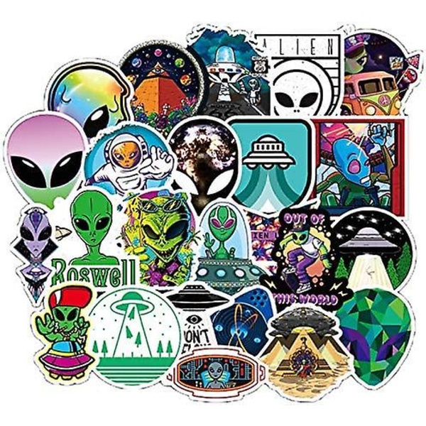 Alien Stickers 50 st Vinyl Vattentäta ufo-klistermärken för vattenflaska Laptop Gitarr Skateboard Bil Motorcykel Hydro Flask Resväska Bagage För A