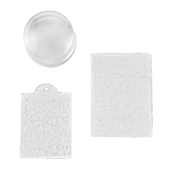 Klar Nagelstempelöverföringsstempel Skrapa Platta Manikyrverktygssats -2