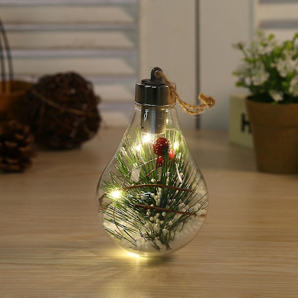 Julkula med LED-ljus, Transparent Julkula, Julgranshänge, Glödande