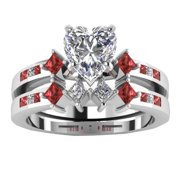 Smycken Klassisk diamantbesatt lyxring för män och kvinnor5Röd