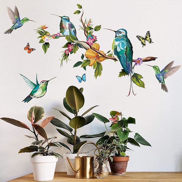 Kolibri Dekaler Planter Dyr Vakre Fugler Blomster Fargerik Sommerfugl Vinyl Avtagbare Veggklistremerker Dekaler Kunstdekorasjon Dekor For Soverom
