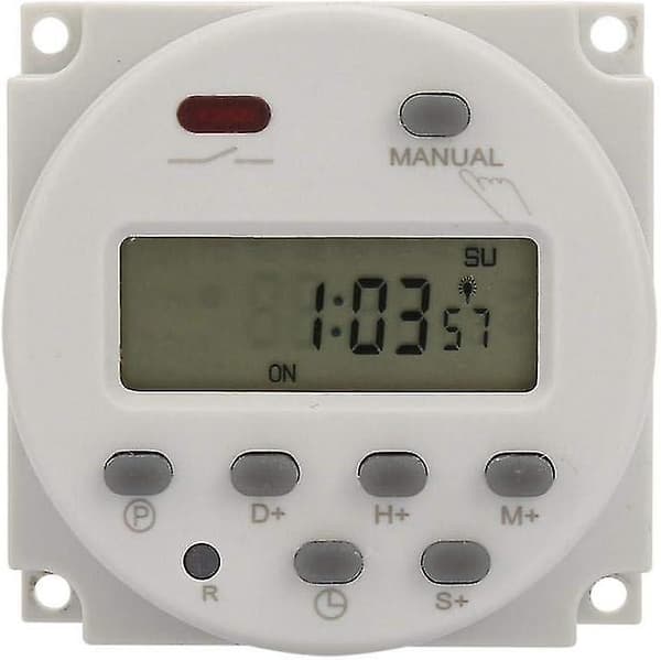 Mini Programmerbar Timer Switch, 1 Sekund till 168 Timmar, Elektronisk Automatisk Tidskontroll Enhet, 5V 12V 24V 110V 220V, Digital Vägg/På Timer (12V DC)
