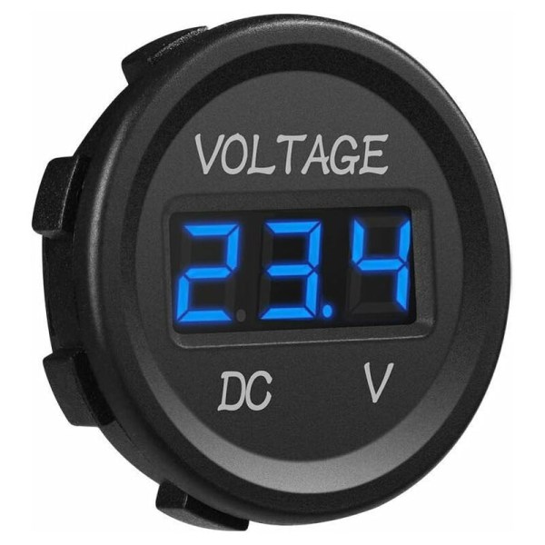 12-24V DC Voltmeter Vandtæt LED Digital Display til Båd Motorcykel Lastbil Marine(Blå)