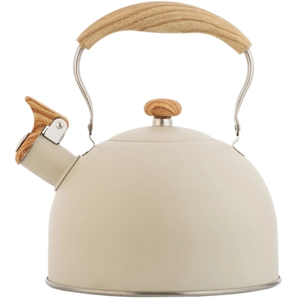 2,5L Vattenkokare Visselpipa Trä Vattenkokare Induktion Tekanna Visselpipa Vattenkokare Tekanna Visselpipa Vattenkokare (Beige)