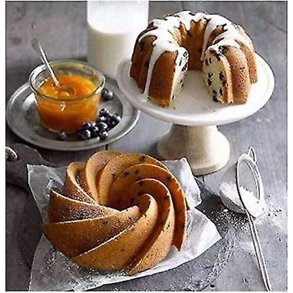 Molds i silikon 2-pack, räfflad rund kakform, non-stick kakform för Jello, buntcake, gelatin