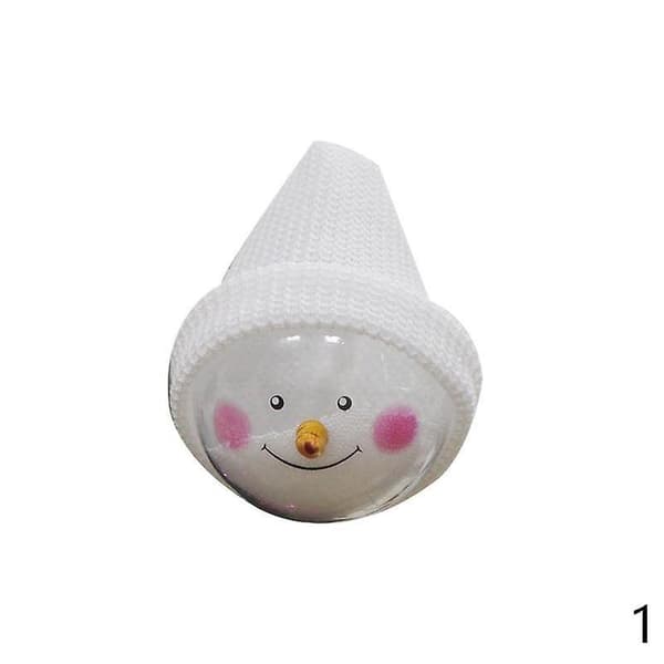 Snögubbe Transparent Boll Med Stickad Mössa Julgran Heminredning Presentvit