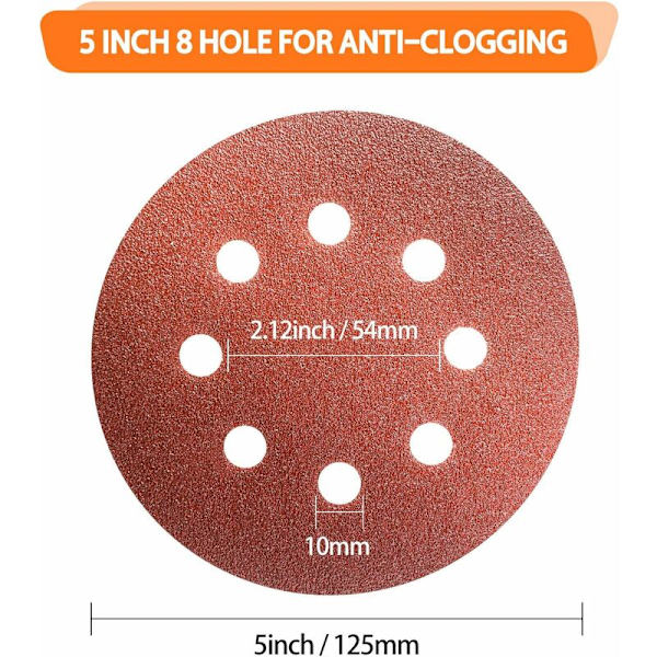 Bcc 100-pack 8-håls 5\" 60 hjul för excenterslip