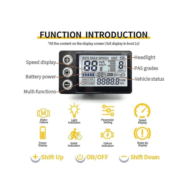 24v 36v 48v 60v Vattentät Lcd-display S866 Controller Panel Dashboard Elcykeldisplay Kompatibel