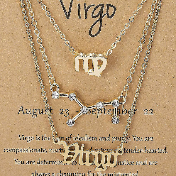 Tre halsband som innehåller stjärnornas symboler, gamla engelska bokstäver, tolv S-26 (virgo)