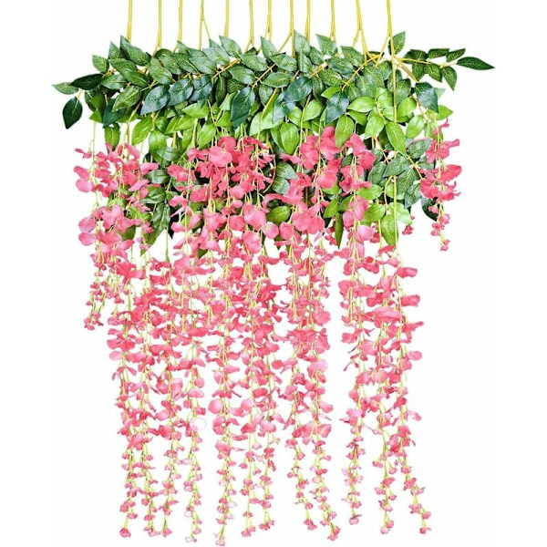 Konstgjorda blommor Konstgjord Wisteria Heminredning Varje tråd är 110 cm lång Silke (Rosa)