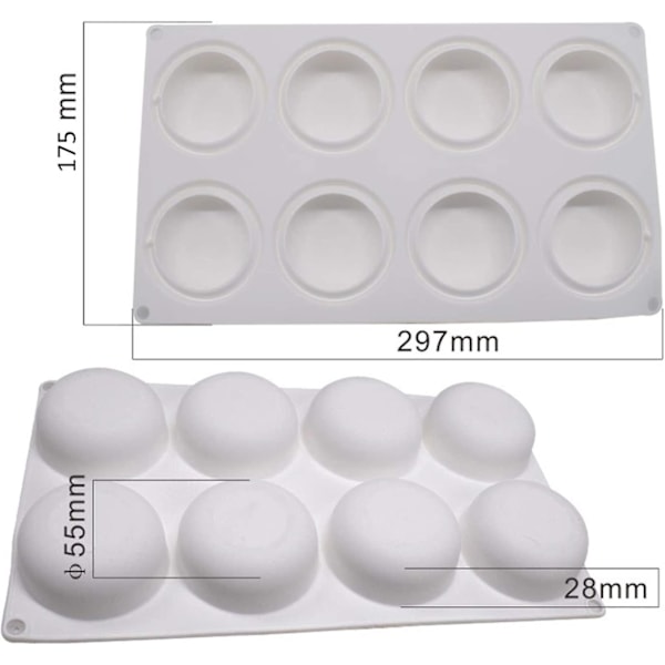 Silikone Kageform Til Bagning 8 Huller 3D Sten Rund Form Silikone Mousse Kage Pop Form, Non-Stick Slik Chokolade Gele Bageform Bakke, Konditori Ost