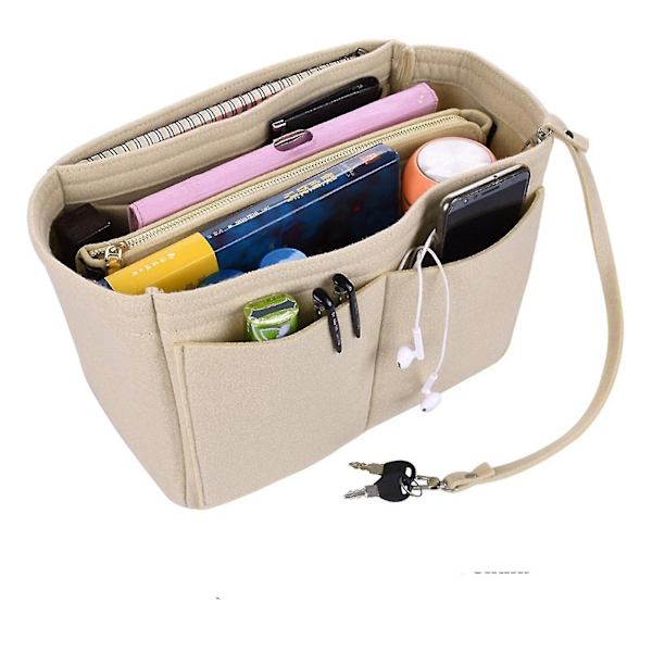Resväska Organizer Handväska Filtväska Tote Liner Plånbok Insats Kvinnor 3 Storlekar22*11*13Apricot