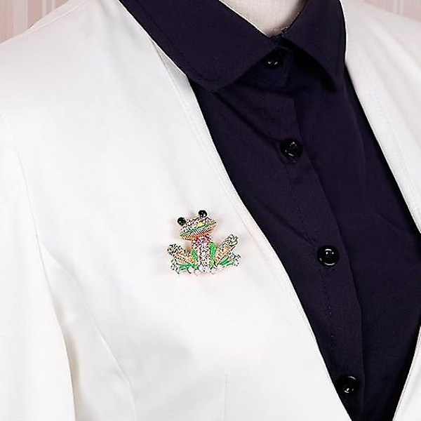 Groda Brosch Pins för Kvinnor Män, Emalj Strass Kvinnor Scarf Sjal Kläder Tillbehör