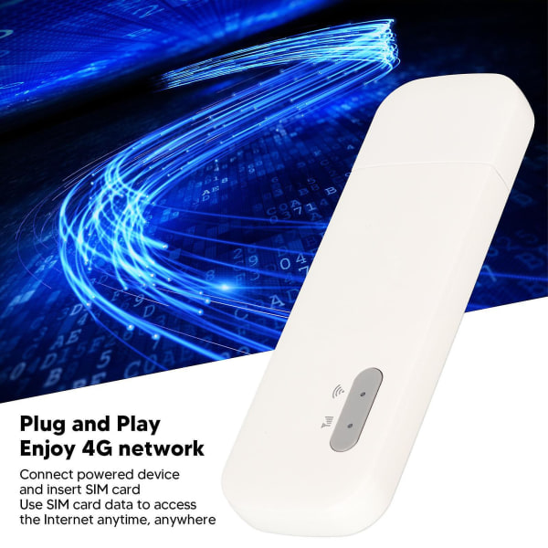 4G USB WiFi 10 enheter Anslutning Stöd Bärbar router Mobil WiFi Hotspot med Micro SIM-kortplats kompatibel med Telefon White-YM