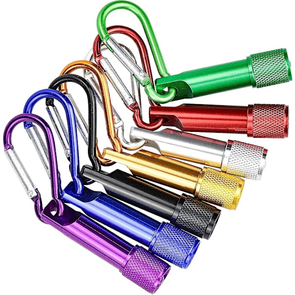14 stycken bärbar mini ficklampa mini LED ficklampa med nyckelring för utomhusvandring camping resor cykling (7 färger)
