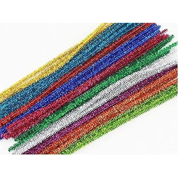 100 stk 12 tommers glitter tinsel kreative kunst chenille stenger piperensere (flerfarget)