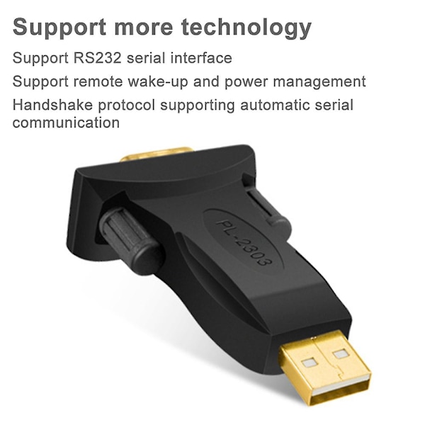 USB til RS232 Adapter med Chipset, USB til DB9 Seriell Konverter - Hun-stik