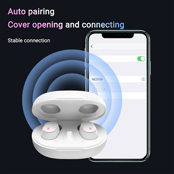 Bluetooth Headset 4-skärms Digital DisplayWhite