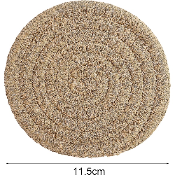 12 cm runda vävda underlägg, 6 vattenabsorberande och värmebeständiga vävda underlägg